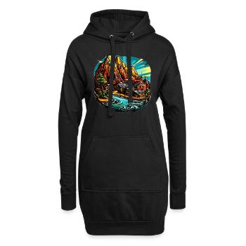 Landschaft - Illustration - Hoodie-Kleid - Schwarz - Vorne