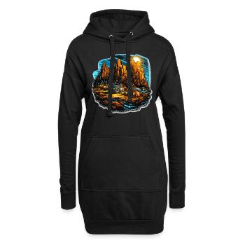 Landschaft - Illustration - Hoodie-Kleid - Schwarz - Vorne