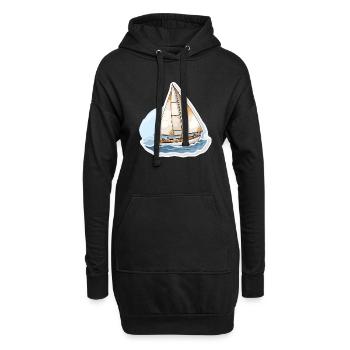 Segelboot - Illustration - Hoodie-Kleid - Schwarz - Vorne