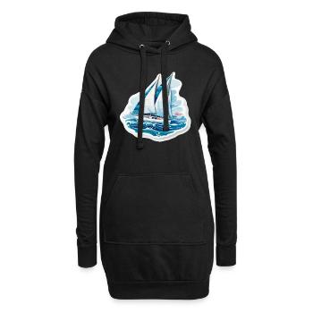 Voilier - illustration - Sweat-shirt à capuche long Femme - noir - Devant