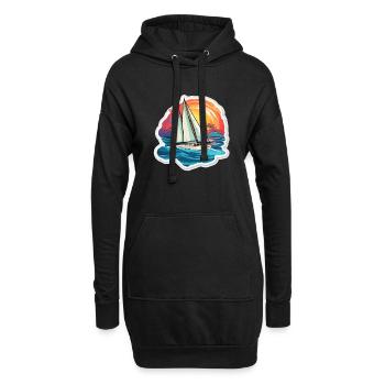Voilier - illustration - Sweat-shirt à capuche long Femme - noir - Devant