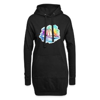 Segelboot - Illustration - Hoodie-Kleid - Schwarz - Vorne
