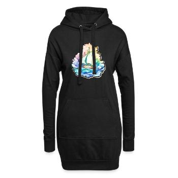 Voilier - illustration - Sweat-shirt à capuche long Femme - noir - Devant