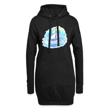 Segelboot - Illustration - Hoodie-Kleid - Schwarz - Vorne