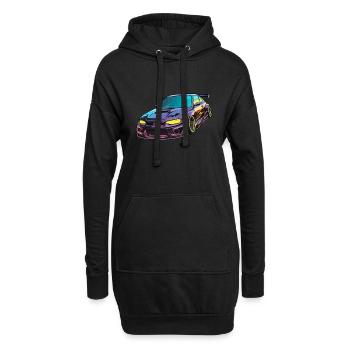 Auto - Illustration - Hoodie-Kleid - Schwarz - Vorne