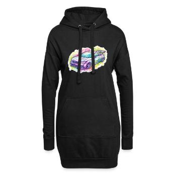 Auto - Illustration - Hoodie-Kleid - Schwarz - Vorne