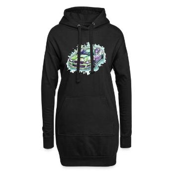 Auto - Illustration - Hoodie-Kleid - Schwarz - Vorne