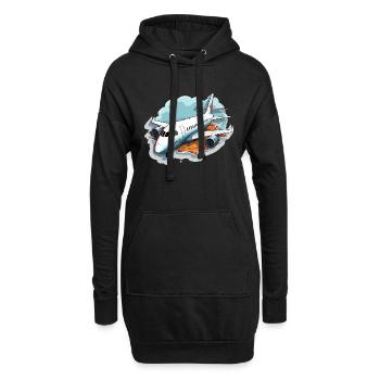 Flugzeug - Illustration - Hoodie-Kleid - Schwarz - Vorne