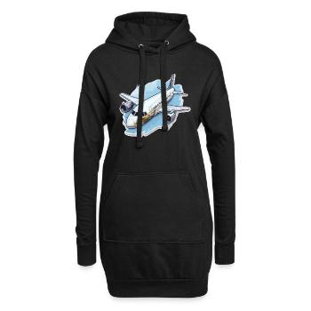 Flugzeug - Illustration - Hoodie-Kleid - Schwarz - Vorne