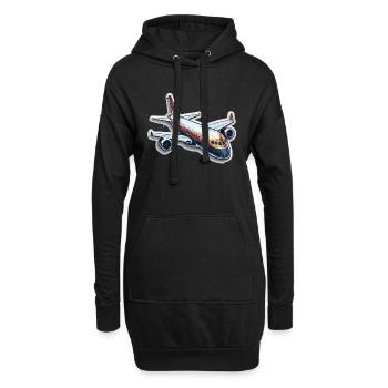 Flugzeug - Illustration - Hoodie-Kleid - Schwarz - Vorne