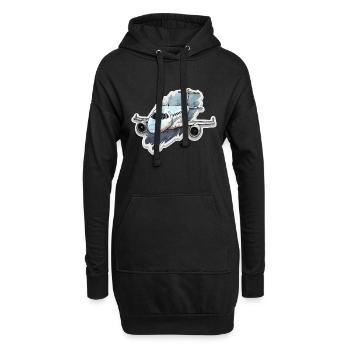Flugzeug - Illustration - Hoodie-Kleid - Schwarz - Vorne