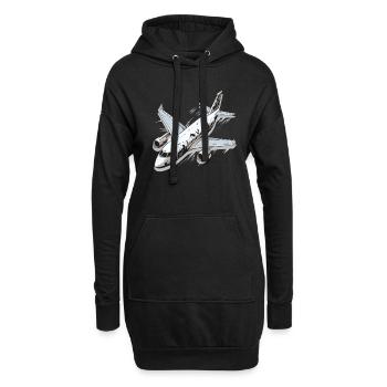 Flugzeug - Illustration - Hoodie-Kleid - Schwarz - Vorne