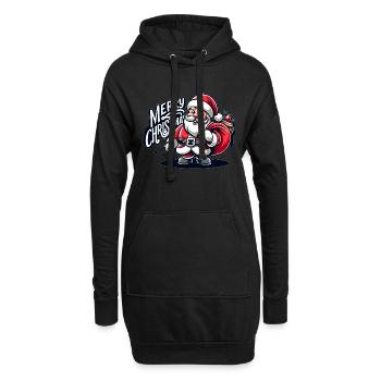 Merry Christmas - Santa Illustration - Hoodie-Kleid - Schwarz - Vorne