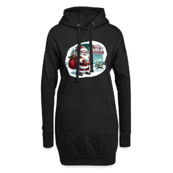 Merry Christmas - Santa Illustration - Hoodie-Kleid - Schwarz - Vorne