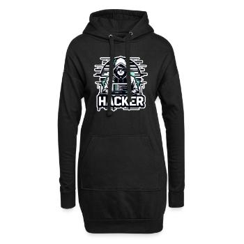 Hacker - Illustration - Hoodie-Kleid - Schwarz - Vorne
