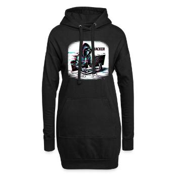 Hacker - Illustration - Sweat-shirt à capuche long Femme - noir - Devant