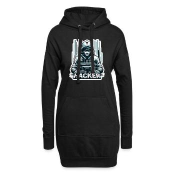 Hacker - Illustration - Sweat-shirt à capuche long Femme - noir - Devant