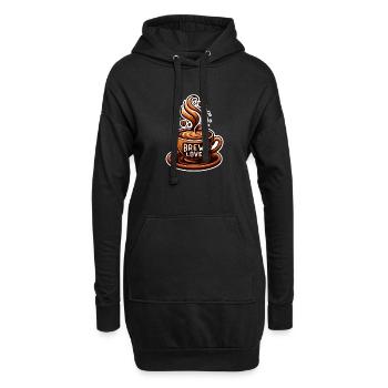 Brew Love - Kaffeetasse Illustration - Hoodie-Kleid - Schwarz - Vorne