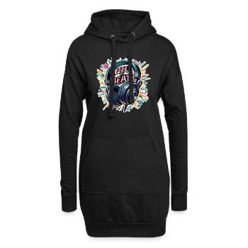 Ressentez les rythmes - Illustration d'un casque - Sweat-shirt à capuche long Femme - noir - Devant