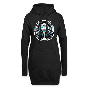Ressentez les rythmes - Illustration d'un casque - Sweat-shirt à capuche long Femme - noir - Devant