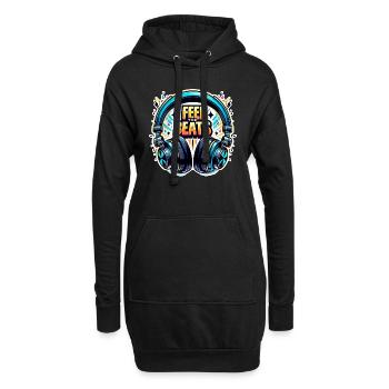 Ressentez les rythmes - Illustration d'un casque - Sweat-shirt à capuche long Femme - noir - Devant