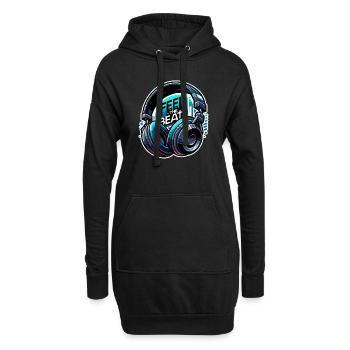 Feel the Beats - Kopfhörer Illustration - Hoodie-Kleid - Schwarz - Vorne