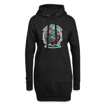 Explorer la Terre - Erde Illustration - Sweat-shirt à capuche long Femme - noir - Devant