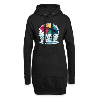 Restez au sec - Illustration de parapluie - Sweat-shirt à capuche long Femme - noir - Devant