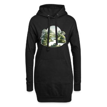 Paysage - Illustration - Sweat-shirt à capuche long Femme - noir - Devant