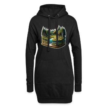 Landschaft - Illustration - Hoodie-Kleid - Schwarz - Vorne