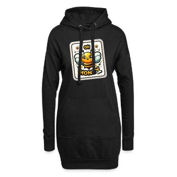 Oh miel - Illustration d’abeilles - Sweat-shirt à capuche long Femme - noir - Devant