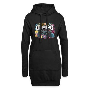 Jeux - Manettes - Sweat-shirt à capuche long Femme - noir - Devant