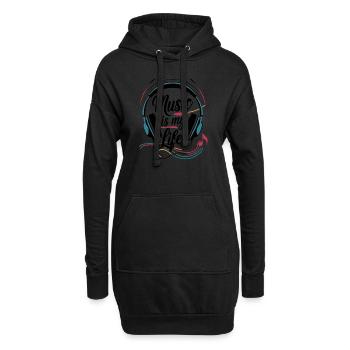 Musik ist mein Leben - Hoodie-Kleid - Schwarz - Vorne