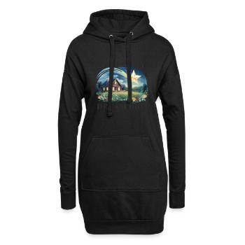 Vivre simplement, rêver grand - Sweat-shirt à capuche long Femme - noir - Devant