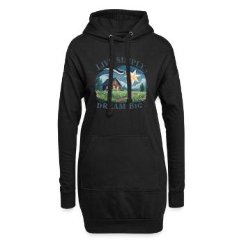 Vivre simplement, rêver grand - Sweat-shirt à capuche long Femme - noir - Devant
