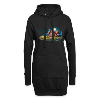 Vivre simplement, rêver grand - Sweat-shirt à capuche long Femme - noir - Devant