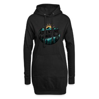 Adventure Awaits – Bergpanorama - Hoodie-Kleid - Schwarz - Vorne