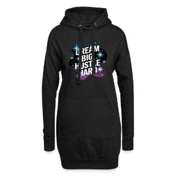 Dream Big, Hustle Hard – Nachthimmel - Hoodie-Kleid - Schwarz - Vorne