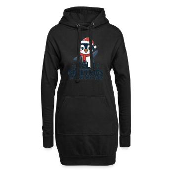 Kühle Grüße zur Weihnachtszeit – Pinguin - Hoodie-Kleid - Schwarz - Vorne