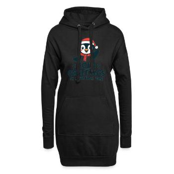 Kühle Grüße zur Weihnachtszeit – Pinguin - Hoodie-Kleid - Schwarz - Vorne