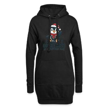 Salutations sympas au moment de Noël – Penguin - Sweat-shirt à capuche long Femme - noir - Devant