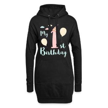 Mein erster Geburtstag - Hoodie-Kleid - Schwarz - Vorne