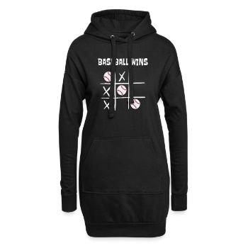 Baseball Wins Sport Tic Tac Toe - Hoodie-Kleid - Schwarz - Vorne
