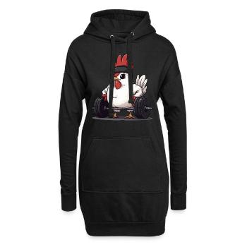 Poulet soulevé de terre - Sweat-shirt à capuche long Femme - noir - Devant