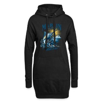 Marlin Fishing Spulen Sie Es Ein - Hoodie-Kleid - Schwarz - Vorne