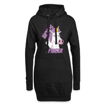 2 Wörter 1 Finger Pferd - Einhorn Fuck You - Hoodie-Kleid - Schwarz - Vorne