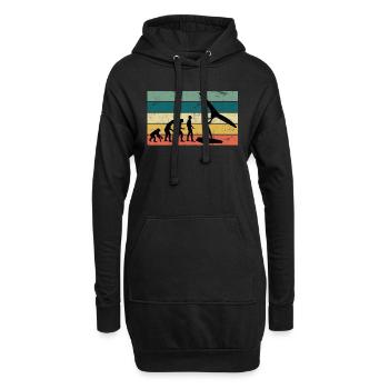Wing Foil Evolution Geschenk Affe Mensch Foiler - Hoodie-Kleid - Schwarz - Vorne