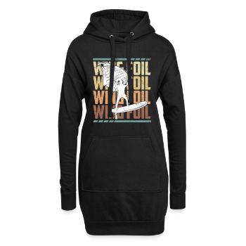 Wing Foil Wing Surf Spruch Logo Schriftzug - Hoodie-Kleid - Schwarz - Vorne