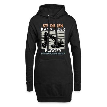 Baggerfahrer Spruch Studieren kann jeder Bagger - Hoodie-Kleid - Schwarz - Vorne