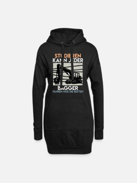 Baggerfahrer Spruch Studieren kann jeder Bagger - Hoodie-Kleid - Schwarz